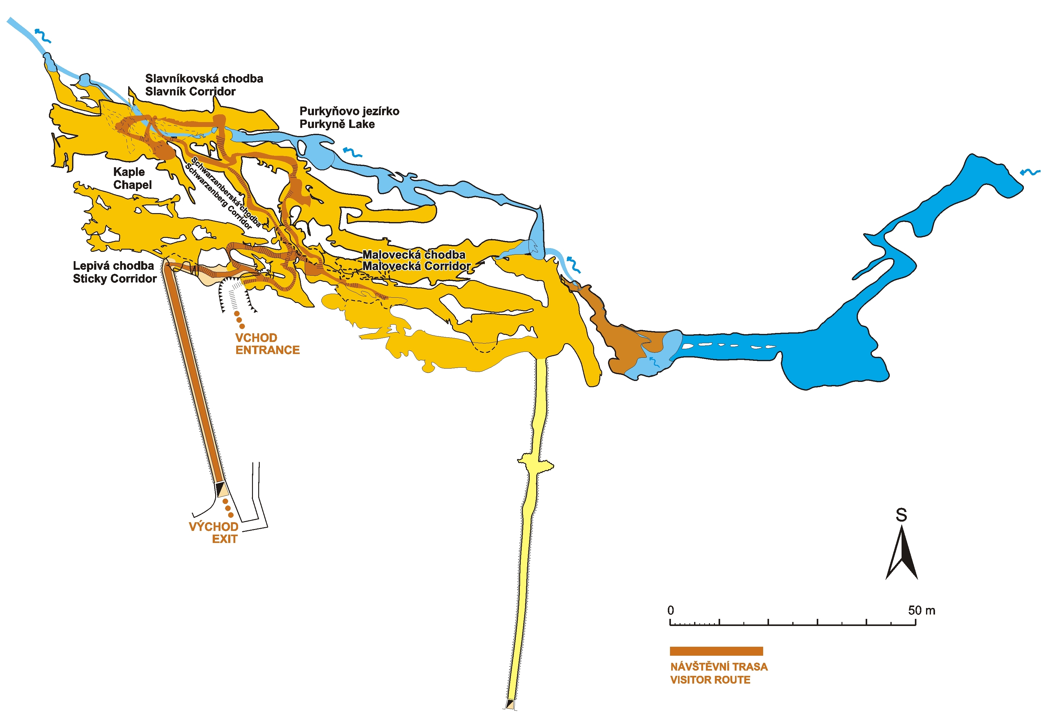 Chýnov Cave - map