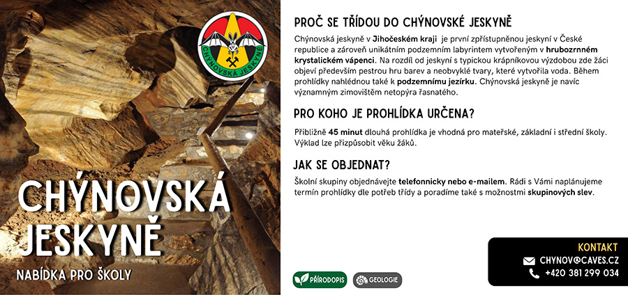Chýnovská jeskyně – pro školy