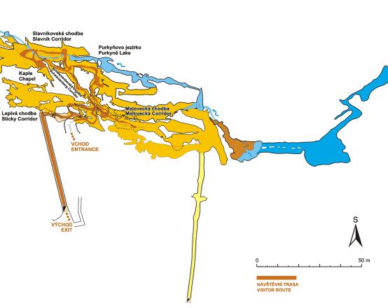 Chýnov Cave - map